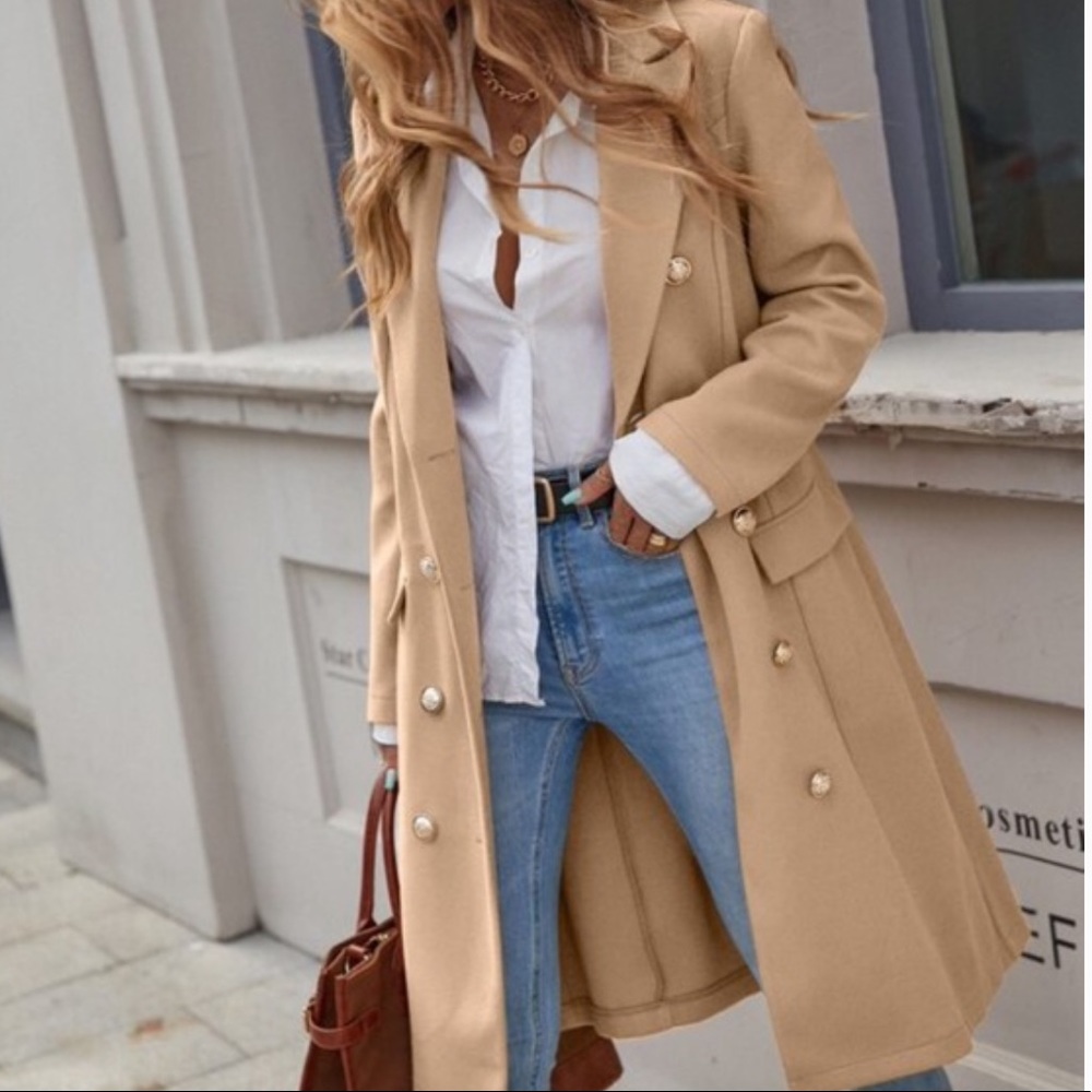 Classic Black Button up Long Jacket Coat - Picture 12 of 13
